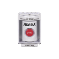 botón de Abortar, Bocina de Advertencia Integrada, Texto en Espa?ol, Tapa Protectora de Policarbonato súper Resistente con Espaciador, Restablecimiento con Llave