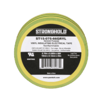 Cinta El?ctrica STRONGHOLD para Aislar, de PVC, Uso Construcción General en Tierras físicas, Grosor de 0.13 mm (5 mil), Ancho de 19.05 mm, y 20.12 m de Largo, Color Amarillo/Verde.