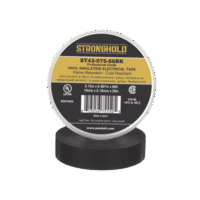 Cinta El?ctrica STRONGHOLD para Aislar, de PVC, Uso Profesional en Construcción El?ctrica, Grosor 0.18mm (7 mil), Ancho 19mm, y 20m Largo, Color Negro. Superior a cintas Super 33