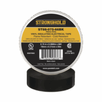 Cinta El?ctrica STRONGHOLD para Aislar, de PVC, Trabajo Pesado El?ctrico Industrial (Soporta abrasi?n, UV, agua, aceite y corrosi?n), Grosor de 0.21 mm (8.5 mil), Ancho de 19 mm, y 20 m de Largo, Uso Interior/Exterior, Color Ne