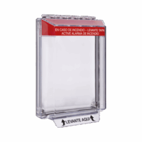 Cubierta Universal Transparente, de Bajo Perfil, Texto de Incendio en Espa?ol, Notificación Audible y Visible