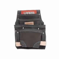 Estuche porta herramienta de piel aceitada con cintur?n, con 10 bolsillos, medidas 24.1 x 31.8 cm.