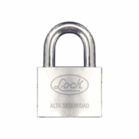 Candado de hierro alta seguridad con llave de disco/ Acabado Cromado/ Llaves Abloy/ Medida de Horquilla 34 mm.