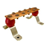 Barra para Uni?n de Cobre con Capacidad de 1000A, medidas  7-7/8 x 2 x 1/4 in., con Aisladores (Sin Gabinete)