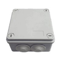 Caja tipo estanca IP55, con 6 entradas, tapa y tornillo de vuelta de 1/4, 100 X 100 X 50 mm, color gris