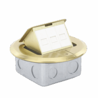 Mini caja de piso redonda para datos o conectores tipo Keystone, color bronce (3 contactos) (11000-12102)