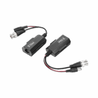 Kit de transceptores activos con conector para alimentación (12V/24Vcc/AC) TurboHD para aplicaciones de video por UTP Cat5e/6 en HD. Distancia de hasta 150 m en 4K