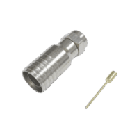 Conector F Macho en 75 Ohm, Plegable para Instalar en Cables Coaxiales RG-11, Cuerpo de Bronce-Niquelado/ Tefl?n.