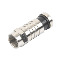 Conector F Macho de Compresi?n para cable RG-6, Cuerpo de Bronce Niquelado.