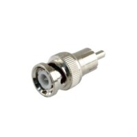Adaptador en l?nea para 75 Ohm, de conector BNC macho a RCA macho en aplicaciones de Audio-Video para c?maras, monitores y DVR?s.
