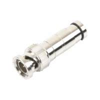 Conector BNC Macho en 75 Ohm, de Compresi?n Axial para Cable Coaxial RG-59/U, N?quel/ Oro/ Politetrafluoroetileno.
