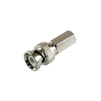 Conector BNC Macho de Ensamble Roscable (Hex.) en Sentido de las Manecillas de Reloj para Cable Coaxial RG-59/U, N?quel/ Oro/ Delrin.