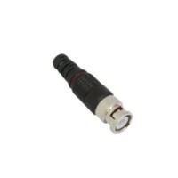 Conector BNC macho en 75 Ohm con Base de Alivio Pl?stica Negra para Cable Coaxial RG-59/ N?quel/ Oro / Tefl?n.