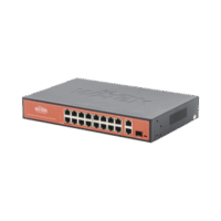 Switch PoE (802.3af/at/bt) / No administrable de largo alcance / Hasta 250m / 16 x 10/100Mbps (PoE) + 2 x 100/1000Mbps + 1 x SFP / 200 W