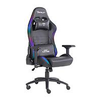 SILLA OCELOT GAMING OSRGB / VINIPIEL / RGB / BASE METALICA AJUSTABLE / DESCANSABRAZOS 4D / PISTON CLASE 4 / RECLINABLE 90-155 GRADOS / HASTA 150KG / COJINES LUMBAR Y CERVICAL / COLOR NEGRO