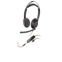 DIADEMA POLY 8X231AA BLACKWIRE C5220/ ALAMBRICA BINAURAL USB-A + USB-C + 3,5MM MICROFONO CANCELACION DE RUIDO  ALMOHADILLAS DE VINIPIEL CONTROL DE LLAMADAS COLOR NEGRO CON NARANJA