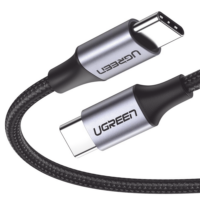Cable USB-C a USB-C | 1 Metro | Transferencia de datos de 480 Mbps | Carga Rápida de hasta 60W | QC 4.0/3.0/2.0 | PD3.0 | FPC | AFC | protección Integrada | Caja de Aluminio | Nylon Trenzado | Color Negro | 2 a?os de Garant?a.