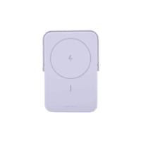 Power Bank Inalambrico | 5000mAh | 7.5W | Con Emojis de Estado | Carga Rápida USB-C Bidireccional | Pantalla TFT Inteligente | 13 niveles de Proteccion | Con Holder | Color Purple.