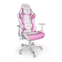 SILLA GAMER OCELOT/COLOR ROSA CON BLANCO/DESCANSA BRAZOS AJUSTABLES/ RECLINABLE 90-155 GRADOS/ SOPORTA HASTA 150KG