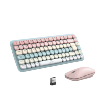 Paquete de Teclado y Mouse | 85 teclas en Español | Bluetooth y 2.4GHz | Mouse Ambidiestro | Sensor de DPI ajustable | Efectos de Iluminación del Teclado | Amplia compatibilidad | Color Rosa.