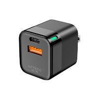 CARGADOR DE PARED ACTECK ENERGON PRIME CP420 / 20 W / CARGA RAPIDA / USB C + USB A / CARGA PD / 1 AÑO DE GARANTIA / NEGRO / AC-935555