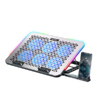 BASE ENFRIADORA ACTECK FROOST RAW BE630 / 15.6 PULG / 6 VENTILADORES / 2X USB 2.0 / AJUSTABLE 8 NIVELES / ILUMINACION 10 MODOS / POTENCIA ABSOLUTA / ALUMINIO / AC-940771