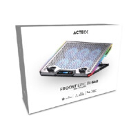 BASE ENFRIADORA ACTECK FROOST EPIC BE640 / 15.6 PULG / 6 VENTILADORES / 2X USB 2.0 / AJUSTABLE 7 NIVELES / ILUMINACION 7 MODOS / SILENCIO ABSOLUTO / ALUMINIO / AC-940788