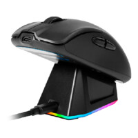 MOUSE GAME FACTOR MOW800, INALMBRICO 2.4GBT, PIXART 3395 4K, 26,000 DPI, BASE RGB, ULTRALIGERO, NEGRO