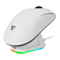 MOUSE / GAME FACTOR / MOW800, INALMBRICO 2.4GBT, PIXART 3395 4K, 26,000 DPI, BASE RGB, ULTRALIGERO, BLANCO