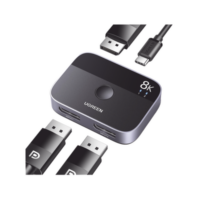 Conmutador DP 1.4 8K | Display Port Splitter 2 Entradas a 1 Salida | Bidireccional | 3D | HDR10+ | Dolby Atmos | 240Hz | 48Gbps | Compatible Free-Sync/G-Syng | Sincronización de Audio | Potentes Chips de Última Generación.