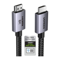 Cable HDMI 2.1 de 8K@60Hz | 2 m | 48Gbps | HDR10+ | 3D Inversivo| eARC | Dolby ATMOS | VVR | QMS | QFT | ALLM | 3 modos de Visualización | Certificado HDMI 8K | Niquelado | Nylon Trenzado | Carcasa de Aluminio.