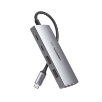 HUB USB-C 3.2 4 en 1 | 2 Puertos USB-C 3.2 (10 Gbps) | 2 Puertos USB-A 3.2 (10 Gbps) | Admite OTG | Compatible con MacBook, Chormebook, iMac, iPad Pro, iOS, Windows, Mac OS, Android | Carcasa de Aluminio | Nylon Trenzado.