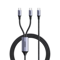 Cable USB-C a Y (USB-C & USB-C) | 1.5 Metros | Carga Rápida de hasta 100W | PD3.0 | QC4.0/3.0/2.0 | FPC | AFC | Protección Integrada| Caja de Aluminio | Nylon Trenzado | Amplia Compatibilidad | Color Negro.