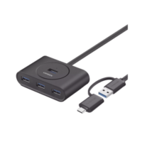 HUB USB-A y C 3.0 4 en 1 | Con Conector USB-C y USB-A | 4 Puertos USB-A 3.0 (5Gbps) | Cable de 25cm | Indicador Led | Ideal para Transferencia de Datos | Entrada Micro USB para alimentar equipos de mayor consumo.