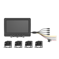 Sistema de Monitoreo Local / 4 Cámaras 1080p para Exterior (IP68) y Pantalla LCD de 7" a Color / Memoria Micro SD de 64 GB (Expandible a 512 GB) / Soporta Cambio de Cámara al Dar Reversa al Vehiculo / Accesorios de Instalación