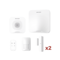 (AX HOME) KIT de Alarma AX HOME / Incluye: 1 Hub con batería de respaldo / 1 Llavero / 1 PIR / 2 Contactos Magnéticos / 1 Sirena / Wi-Fi / Compatible con Hik-Connect P2P y Hik-Partner PRO