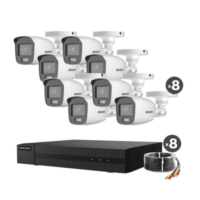 Kit TurboHD 1080p / DVR 8 Canales / 8 Cámaras Bala ColorVu con Microfono Integrado / Fuente de Poder / Accesorios de Instalación