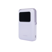 Power Bank Serie UNO Inalambrico | 10000mAh | 7.5W/20W | Con Emojis de Estado | Carga Rápida USB-C Bidireccional | Pantalla TFT Inteligente | Con Holder | Color Purple.