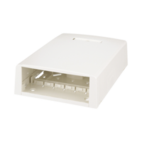 cbxf12iway-p Caja de Montaje en Superficie, Con Accesorio para Resguardo de Fibra Óptica, Para 12 Módulos Mini-Com, Color Blanco Mate