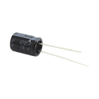 Capacitor Electrolítico de Aluminio, Radial de 470 µFd, 16 Vcc, 105 °C, 8.0 x 11 mm.