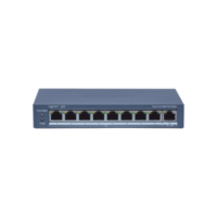 Switch Administrable PoE+ / 8 puertos 100 Mbps PoE+ / 1 puerto 1000 Mbps de Uplink / PoE hasta 300 Metros / Conexión Remota desde Hik-ParnerPro / 110 W