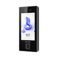 Terminal Facial Min Moe con LECTOR DE HUELLAS y Tarjetas MIFARE / 3000 Rostros / 3000 Huellas / Pantalla 4.5" / Administrable en la Nube con Hik-Connect Teams / Exterior IP65 / PoE / WiFi / HIK-IA / SIP Estandar