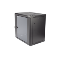Gabinete para Montaje en Pared - Piso / Puerta de Cristal Templado / Cuerpo Fijo / 12 Unidades de Rack / 19" / Fabricado en Acero