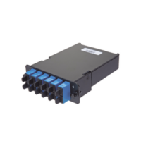 Placa Acopladora de Fibra Óptica FAP, Con 12 Pigtails y 6 Conectores LC Duplex (12 Fibras), Para Fibra Monomodo OS1/OS2, Color Azul