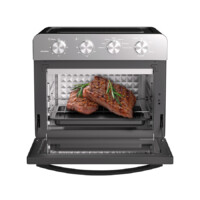 FREIDORA DE AIRE CON HORNO MIRATI HOME DE 25 LITROS CON 10 FUNCIONES, 1600 W, CONTROL CON PERILLA, ACERO INOXIDABLE, 4 PERILLAS AJUSTABLES, TEMPERATURA DE 80C - 230C