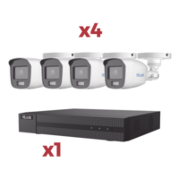 [Kit] DVR 4 Canales TurboHD + 1 Canal IP / 2 Megapixel (1080pLite) / AcuSense Lite / Audio por coaxitron / 1 Bahia de disco duro / 4 Cámaras 2 Megapixel tipo Bala / ColorVu Lite + Microfono Integrado