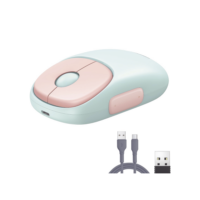 Mouse Inalámbrico FUN | Recargable| 2.4G & Bluetooth | 4 Niveles de DPI | Silencioso | Ergonómico | 5 Botones | Compatible con Windows, macOS 10.5, Android iOS Linux y Chrome OS | Color Rosa.