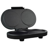 PARRILLA PARA HOTCAKES MIRATI / 1000W / DOBLE PARILLA / ANTIADHERENTE / NEGRO