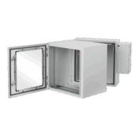 Gabinete Industrial ProTek de Puerta con Ventana, Con Aire Acondicionado de 800 BTU, Protección NEMA Tipo 4/12; IP66; IK10, Abatible, Fabricado en Acero, 19 UR, Color Gris Claro