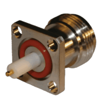 Conector N Hembra, montaje con 4 perforaciones a 18 mm